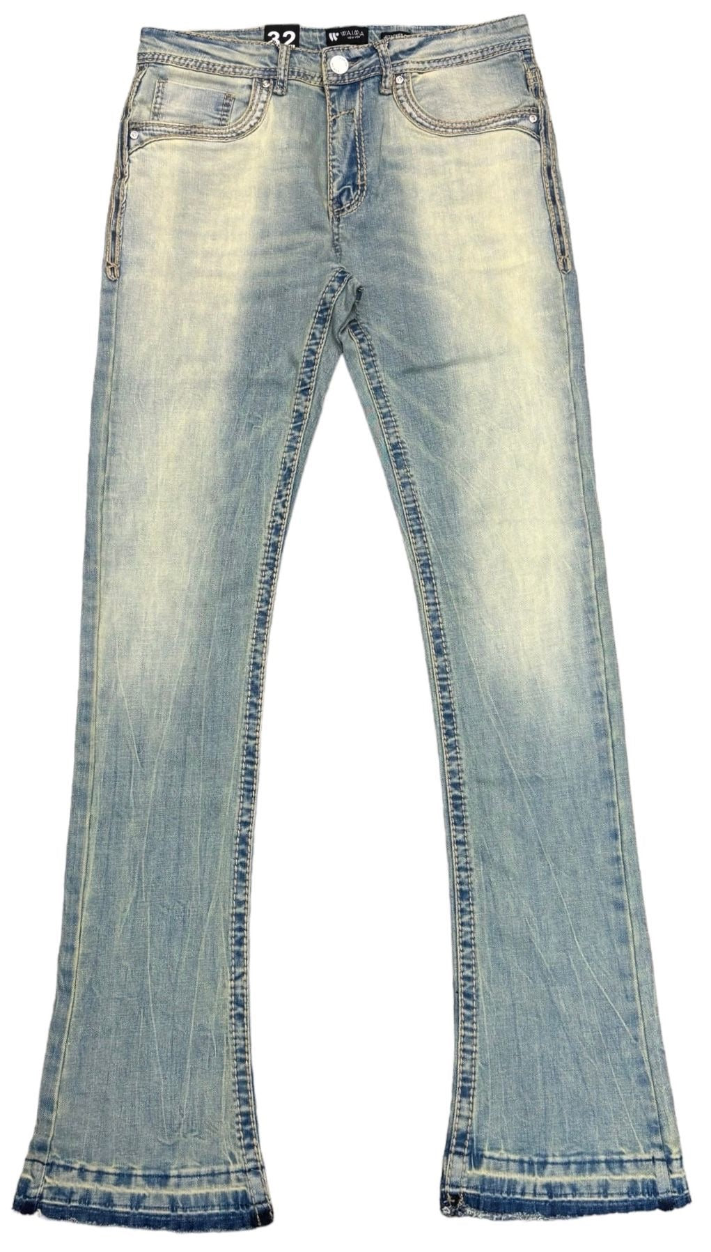 Men's Stone Wash Flarred Stacked Denim